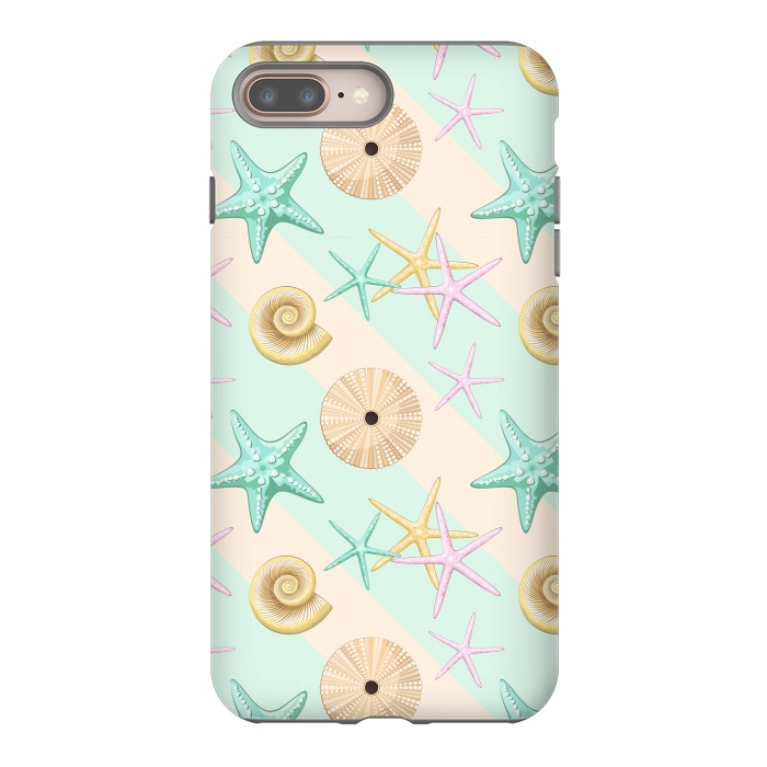 iPhone 7 plus StrongFit Seashells and starfish Beach Summer Pattern by BluedarkArt