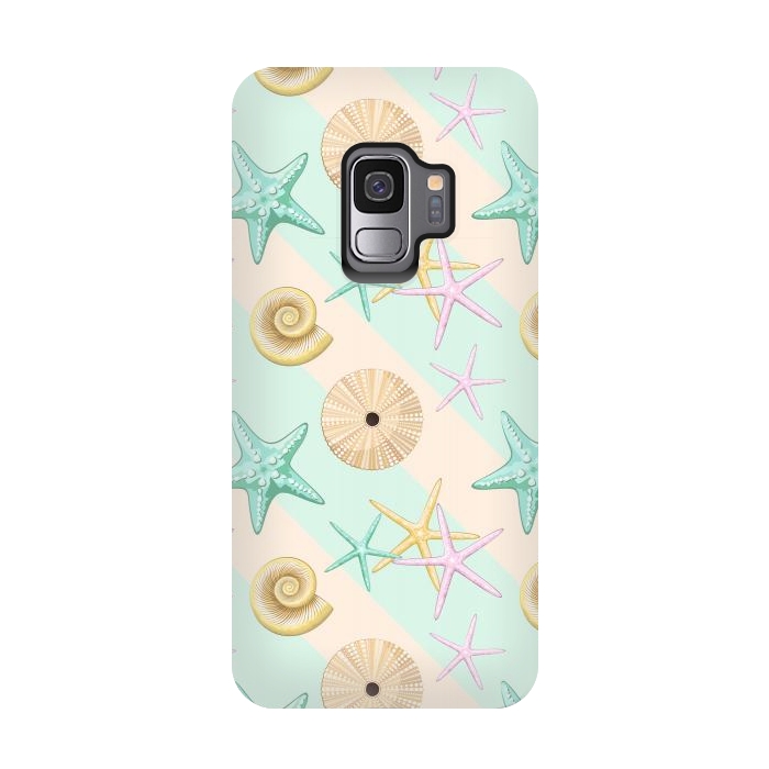 Galaxy S9 StrongFit Seashells and starfish Beach Summer Pattern by BluedarkArt