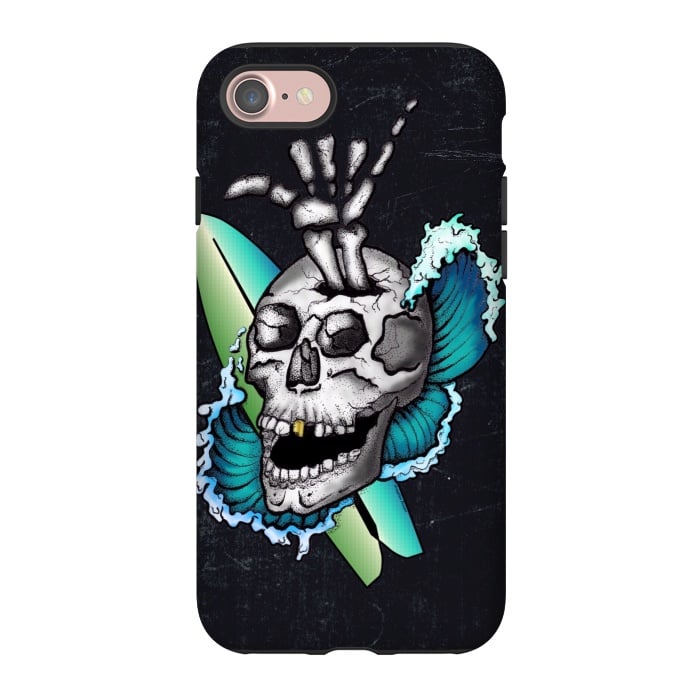 iPhone 7 StrongFit Surfs Up Skull by Gringoface Designs