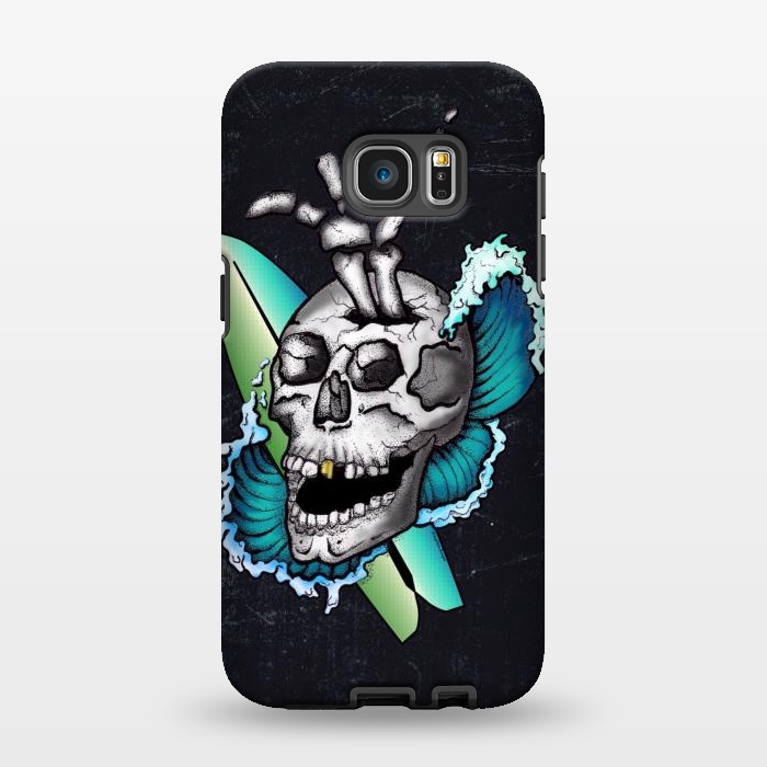 Galaxy S7 EDGE StrongFit Surfs Up Skull by Gringoface Designs