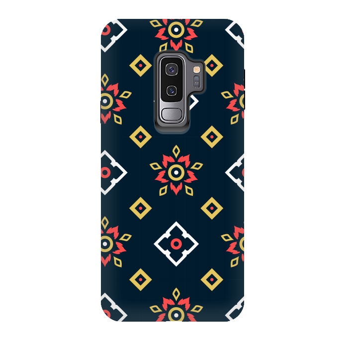 Galaxy S9 plus StrongFit BLACK RED ETHNIC PATTERN by MALLIKA