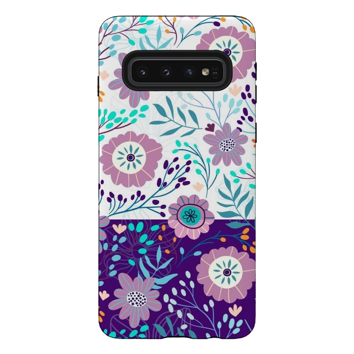Galaxy S10 StrongFit Happy Purple Flowers For Summer by ArtsCase