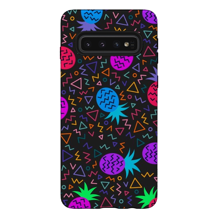Galaxy S10 StrongFit pineapples in neon for summer by ArtsCase