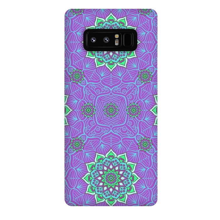 Galaxy Note 8 StrongFit Mandalas en verde neón y purpura by ArtsCase