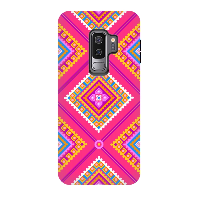 Galaxy S9 plus StrongFit PINK ETHNIC PATTERN by MALLIKA