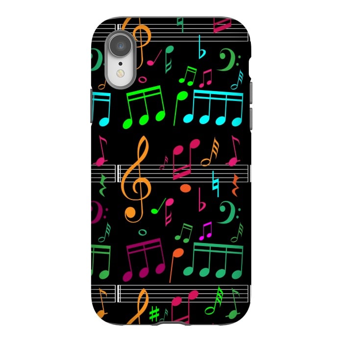 iPhone Xr StrongFit BLACK MUSICAL PATTERN  2 by MALLIKA
