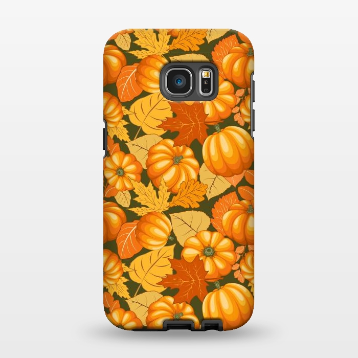 Galaxy S7 EDGE StrongFit Pumpkins and Autumn Leaves Party by BluedarkArt