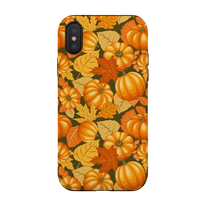 iPhone Xs / X StrongFit Pumpkins and Autumn Leaves Party by BluedarkArt