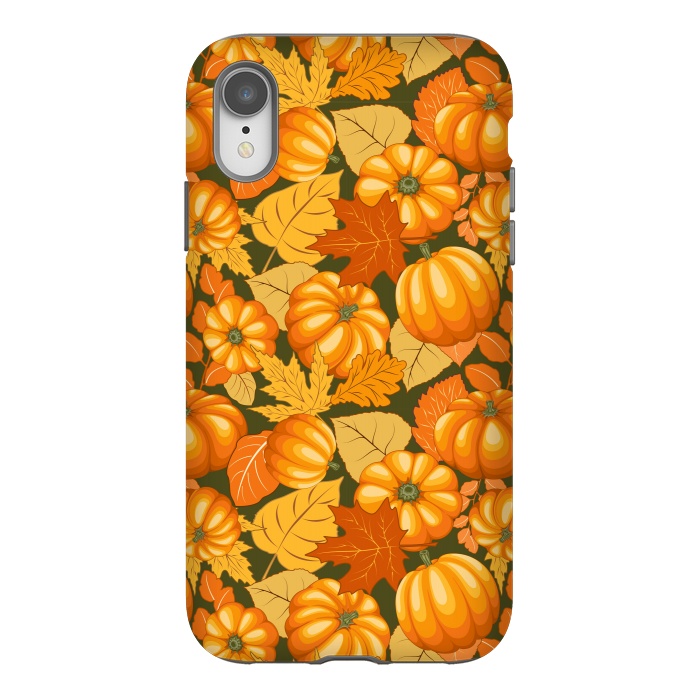 iPhone Xr StrongFit Pumpkins and Autumn Leaves Party by BluedarkArt