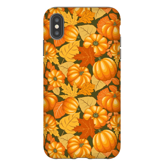 iPhone Xs Max StrongFit Pumpkins and Autumn Leaves Party by BluedarkArt