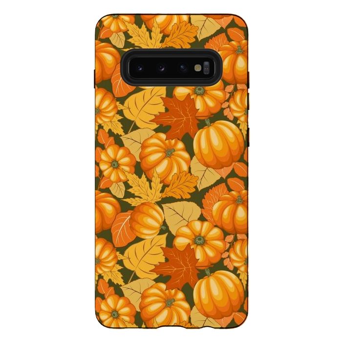 Galaxy S10 plus StrongFit Pumpkins and Autumn Leaves Party by BluedarkArt
