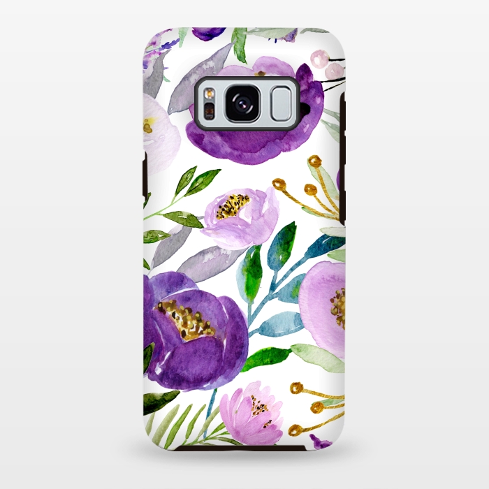 Galaxy S8 plus StrongFit Whimsical Ultraviolet and Gold Florals by Allgirls Studio