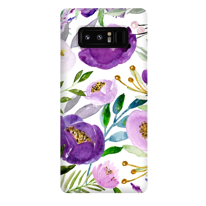 Galaxy Note 8 StrongFit Whimsical Ultraviolet and Gold Florals by Allgirls Studio