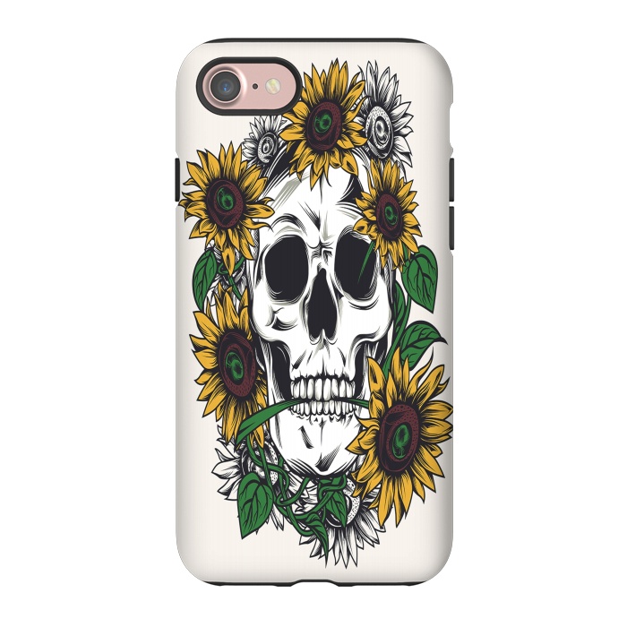 iPhone 7 StrongFit Skull Sunflower by Joanna Vog