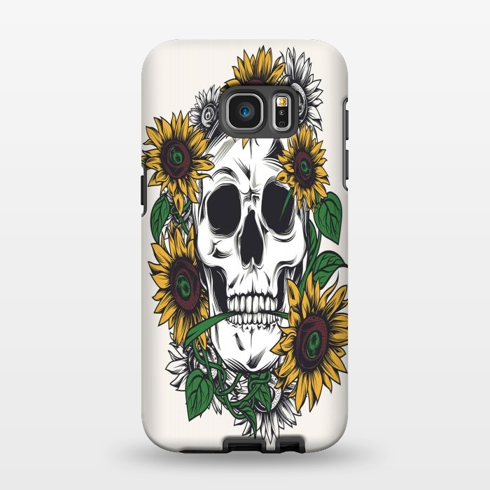 Galaxy S7 EDGE StrongFit Skull Sunflower by Joanna Vog