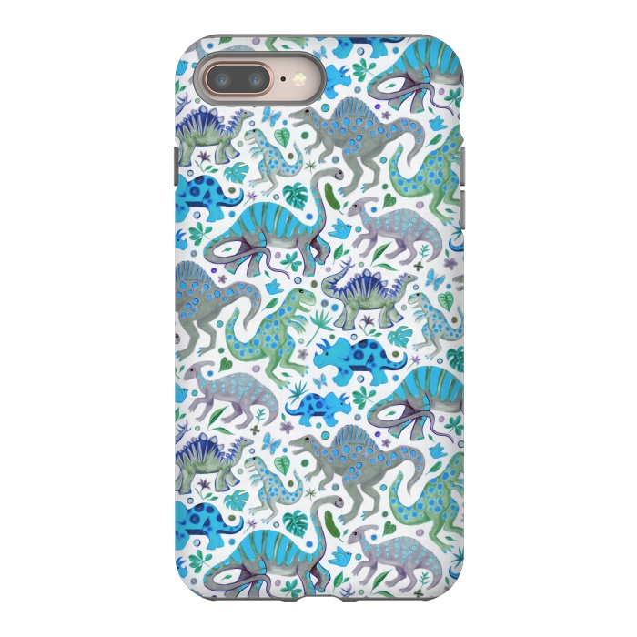 iPhone 7 plus StrongFit Happy Dinos in blue and green by Micklyn Le Feuvre