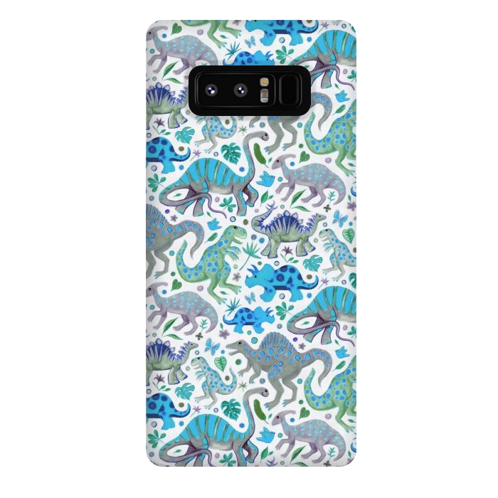 Galaxy Note 8 StrongFit Happy Dinos in blue and green by Micklyn Le Feuvre