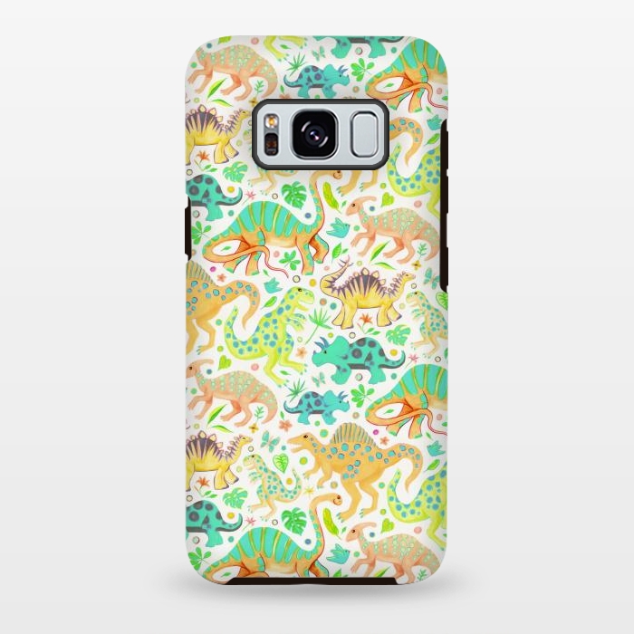 Galaxy S8 plus StrongFit Happy Dinos in Citrus Colors by Micklyn Le Feuvre