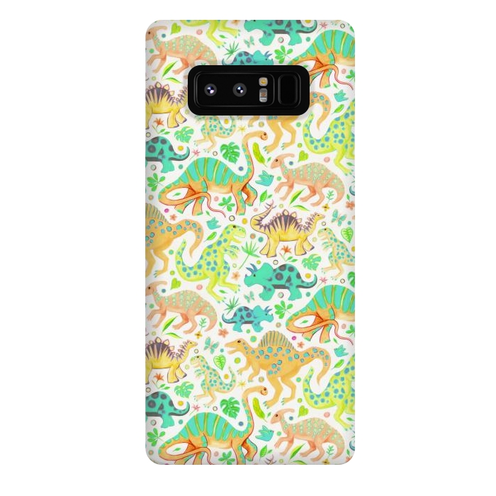 Galaxy Note 8 StrongFit Happy Dinos in Citrus Colors by Micklyn Le Feuvre