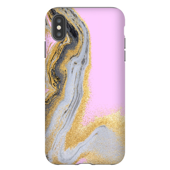 iPhone Xs Max StrongFit Black and golden liquid marble texture by ArtsCase