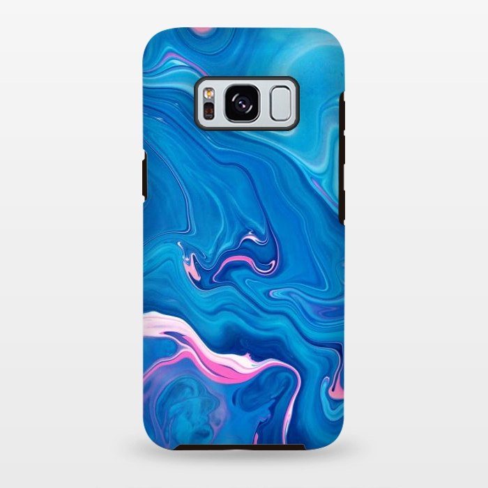 Galaxy S8 plus StrongFit Abstract Marble Painting Blue Pink Orange by ArtsCase