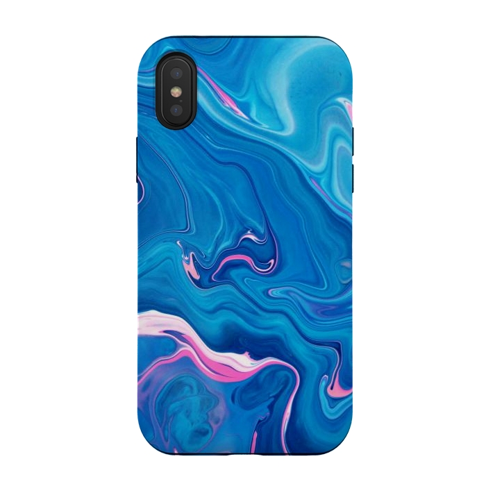 iPhone Xs / X StrongFit Abstract Marble Painting Blue Pink Orange by ArtsCase