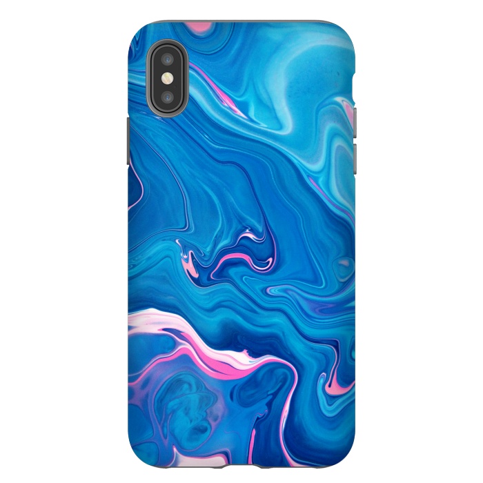 iPhone Xs Max StrongFit Abstract Marble Painting Blue Pink Orange by ArtsCase