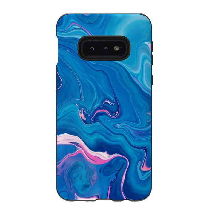Galaxy S10e StrongFit Abstract Marble Painting Blue Pink Orange by ArtsCase