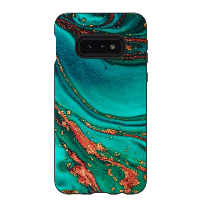 Galaxy S10e StrongFit Golden swirl, Marble artistic design by ArtsCase