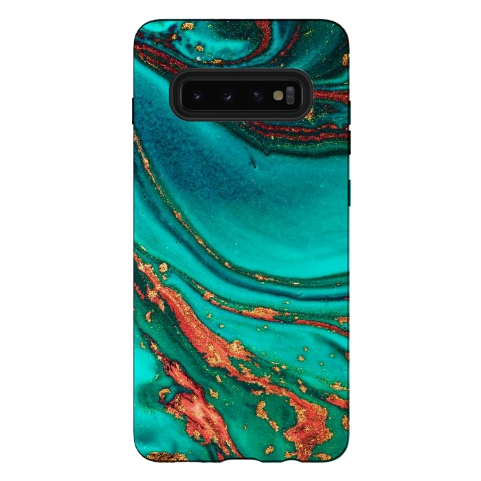 Galaxy S10 plus StrongFit Golden swirl, Marble artistic design by ArtsCase