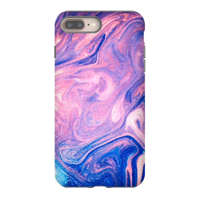 iPhone 7 plus StrongFit Pink and Blue Marbling art by ArtsCase