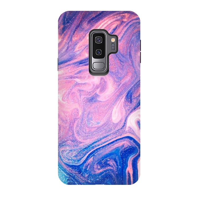 Galaxy S9 plus StrongFit Pink and Blue Marbling art by ArtsCase