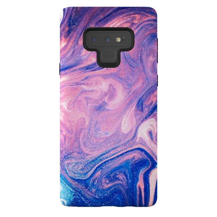 Galaxy Note 9 StrongFit Pink and Blue Marbling art by ArtsCase