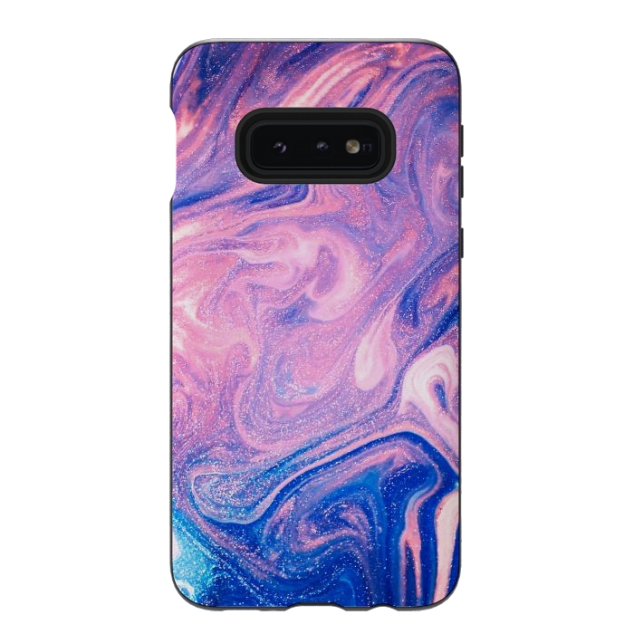 Galaxy S10e StrongFit Pink and Blue Marbling art by ArtsCase
