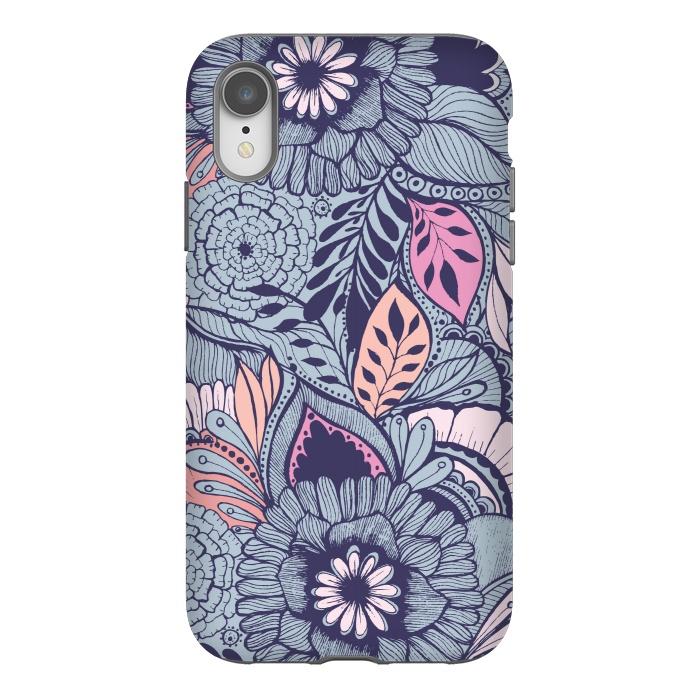 iPhone Xr StrongFit Blue Floral by Rose Halsey