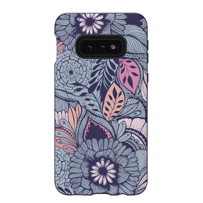 Galaxy S10e StrongFit Blue Floral by Rose Halsey