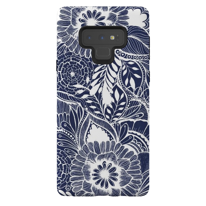 Galaxy Note 9 StrongFit BlueFlorals by Rose Halsey