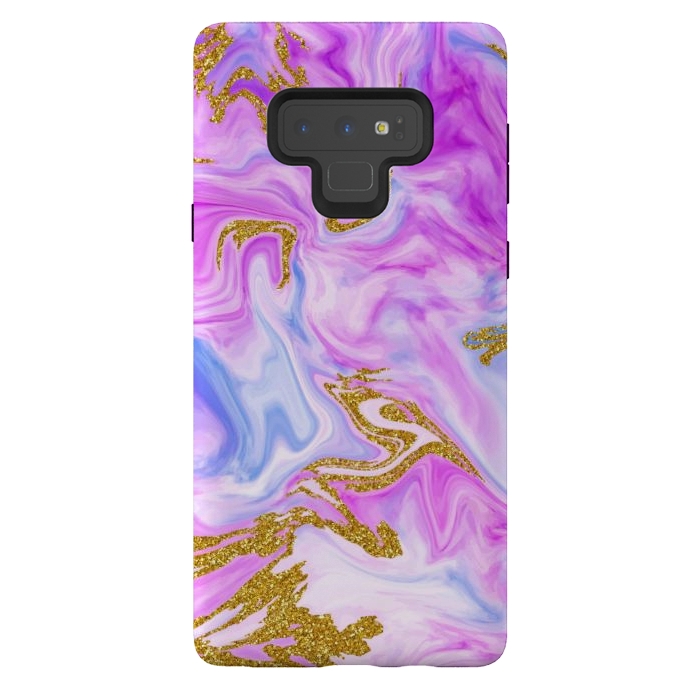 Galaxy Note 9 StrongFit liquid marble with gold accents by ArtsCase