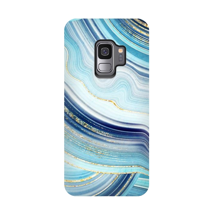 Galaxy S9 StrongFit Marble Design with gold veins, painted artificial marbled by ArtsCase