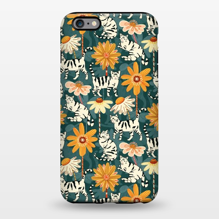 iPhone 6/6s plus StrongFit Daisy Cats - Teal by Tigatiga