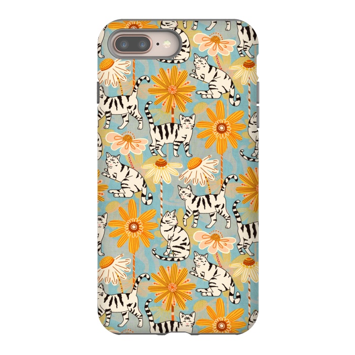iPhone 7 plus StrongFit Daisy Cats - Baby Blue  by Tigatiga