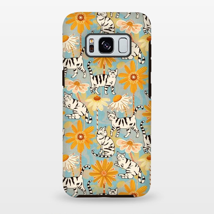 Galaxy S8 plus StrongFit Daisy Cats - Baby Blue  by Tigatiga