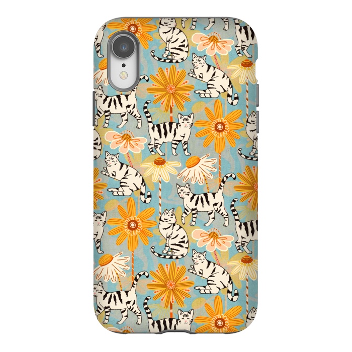 iPhone Xr StrongFit Daisy Cats - Baby Blue  by Tigatiga