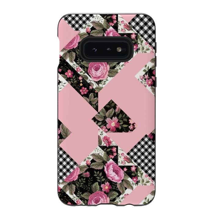 Galaxy S10e StrongFit elegant roses with pink background by ArtsCase