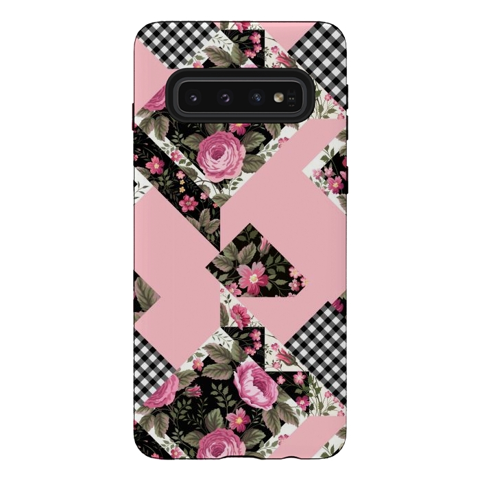 Galaxy S10 StrongFit elegant roses with pink background by ArtsCase