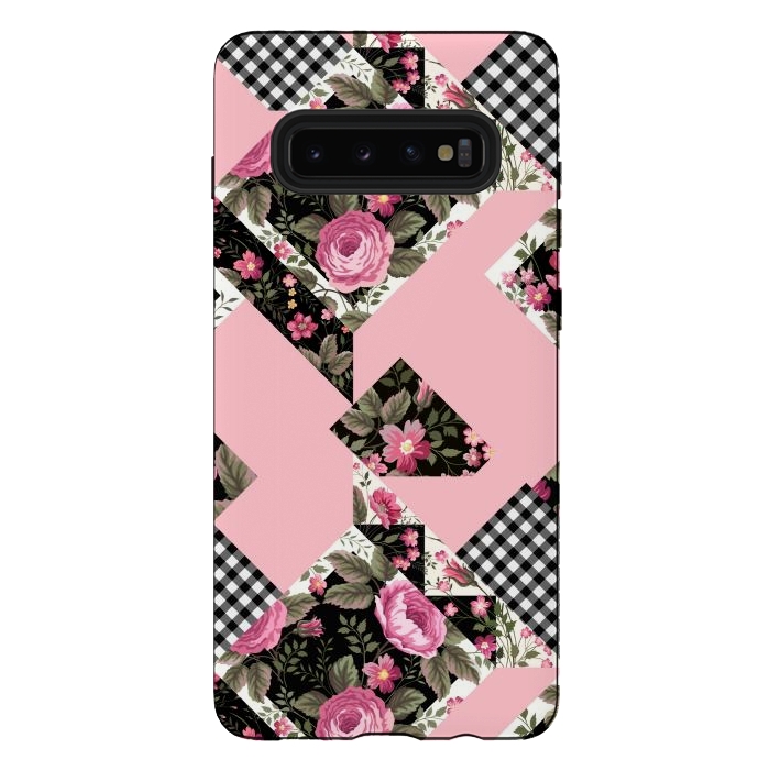 Galaxy S10 plus StrongFit elegant roses with pink background by ArtsCase