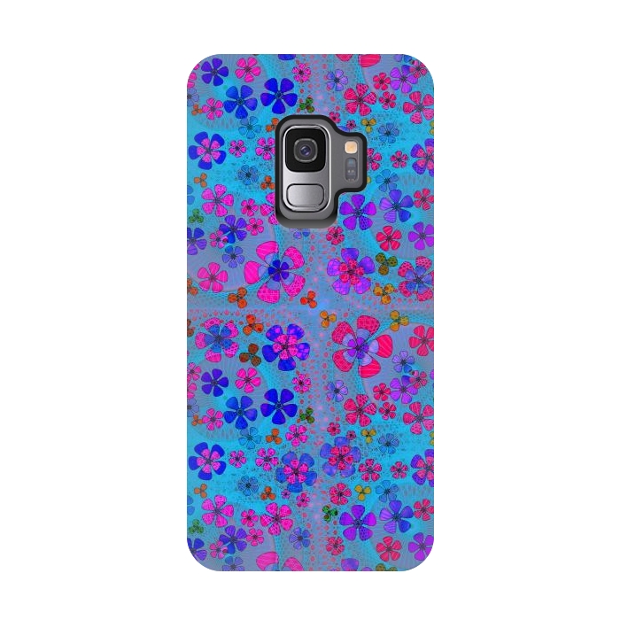 Galaxy S9 StrongFit psychedelic flowers in summer by ArtsCase