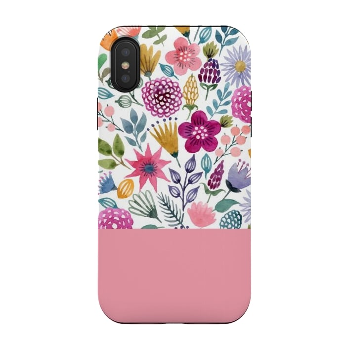 iPhone Xs / X StrongFit watercolor flowers for summer by ArtsCase