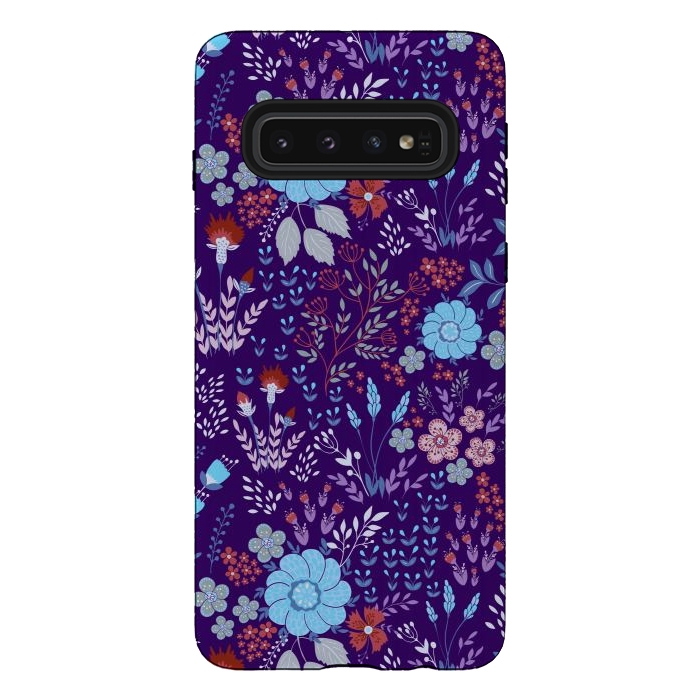 Galaxy S10 StrongFit tiny flowers in cold colors by ArtsCase