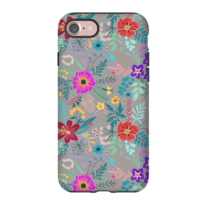 iPhone 7 StrongFit flower patterns on gray background by ArtsCase